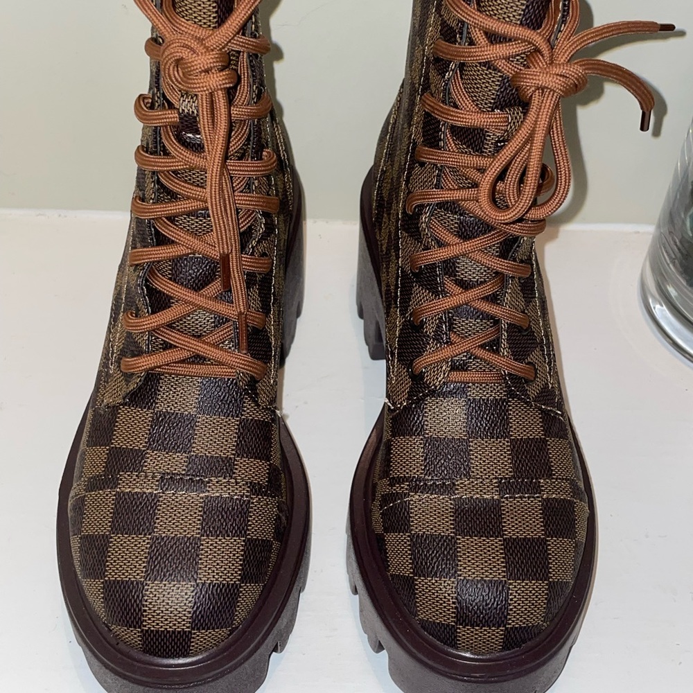 Checker Chunky Combat Boot - Picture 2 of 4